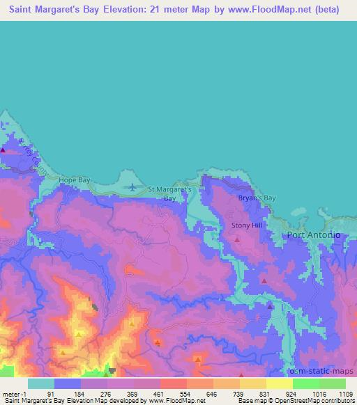 Elevation of Saint Margaret's Bay,Jamaica Elevation Map, Topography ...