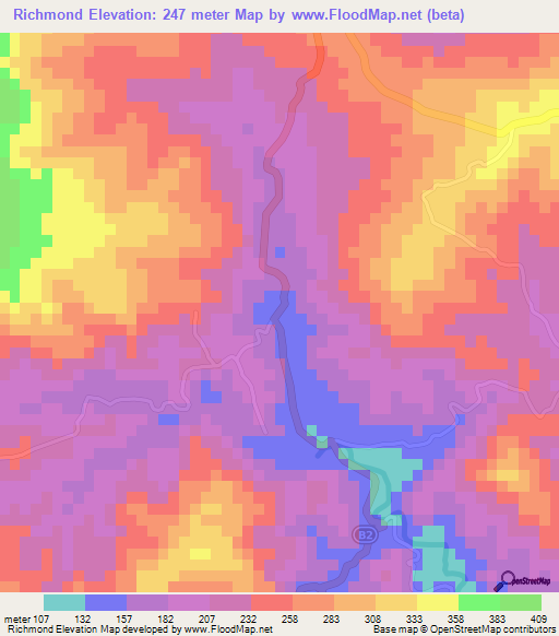 Richmond,Jamaica Elevation Map