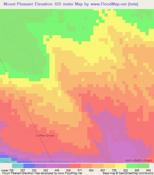 Mount Pleasant,Jamaica Elevation Map