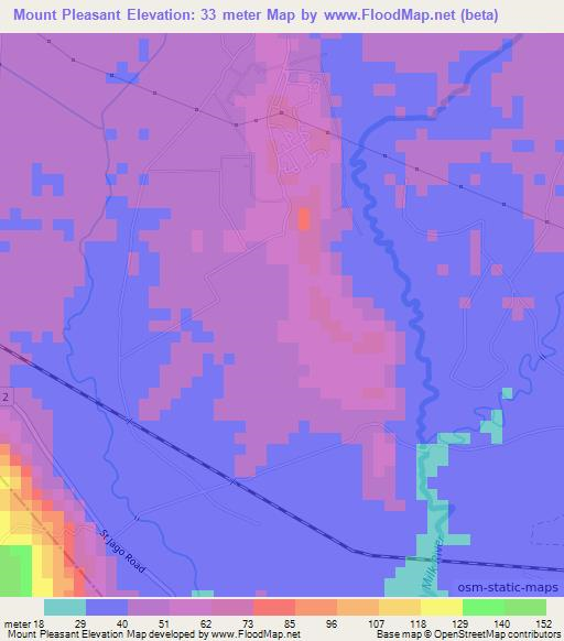 Mount Pleasant,Jamaica Elevation Map