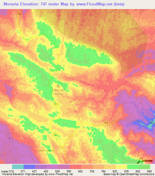 Elevation of Moravia,Jamaica Elevation Map, Topography, Contour