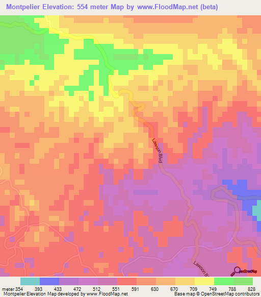 Montpelier,Jamaica Elevation Map