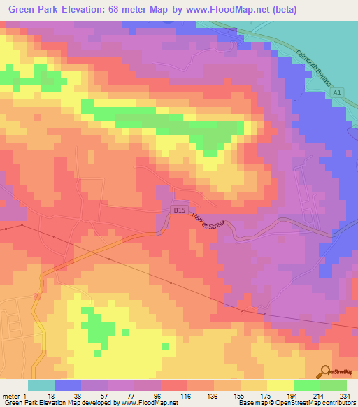 Green Park,Jamaica Elevation Map