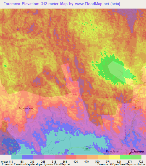 Foremost,Jamaica Elevation Map