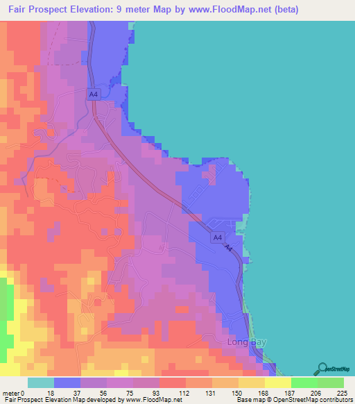 Elevation of Fair Prospect,Jamaica Elevation Map, Topography, Contour