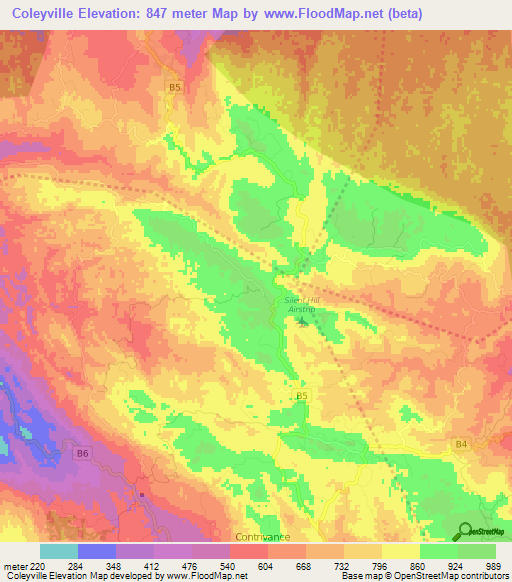 Elevation of Coleyville,Jamaica Elevation Map, Topography, Contour