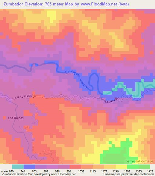 Zumbador,Dominican Republic Elevation Map