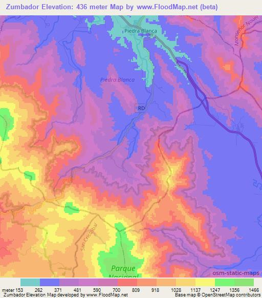 Zumbador,Dominican Republic Elevation Map