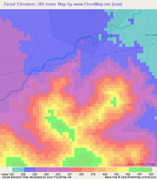 Zarzal,Dominican Republic Elevation Map