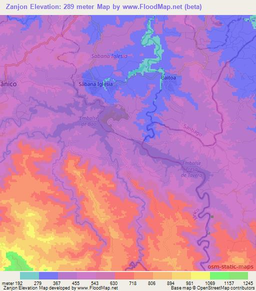 Zanjon,Dominican Republic Elevation Map