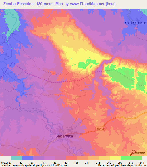 Zamba,Dominican Republic Elevation Map