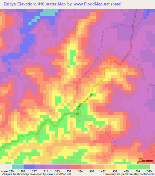 Zalaya,Dominican Republic Elevation Map