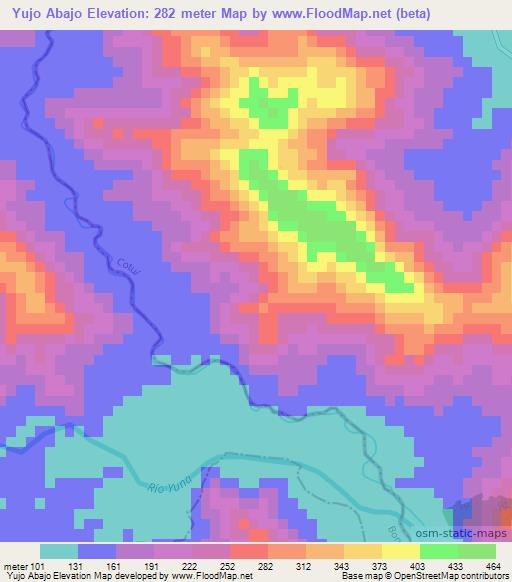 Yujo Abajo,Dominican Republic Elevation Map