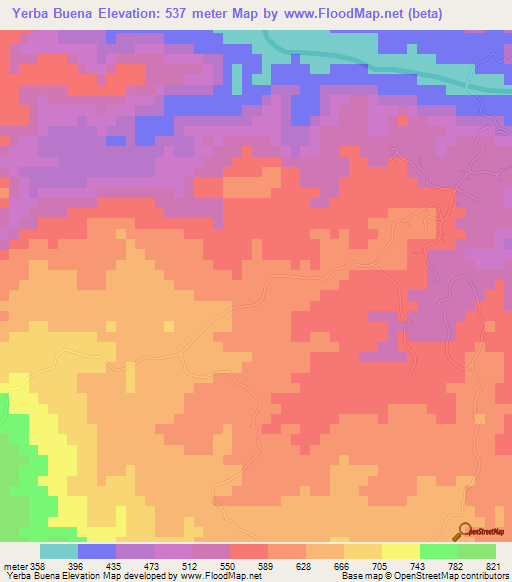 Yerba Buena,Dominican Republic Elevation Map