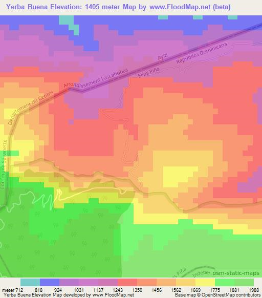 Yerba Buena,Dominican Republic Elevation Map