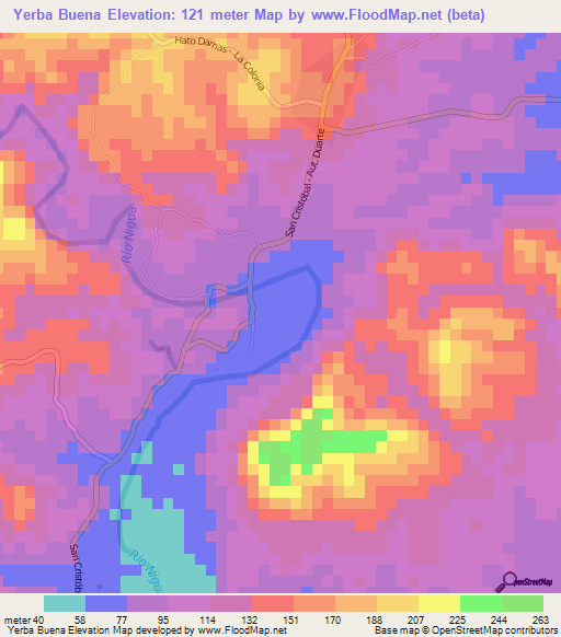 Yerba Buena,Dominican Republic Elevation Map