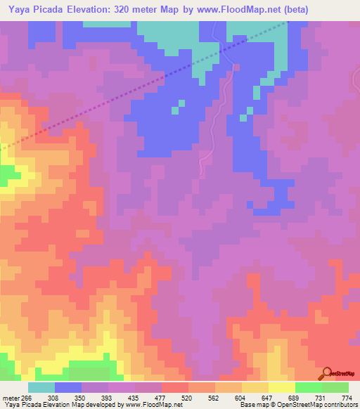 Yaya Picada,Dominican Republic Elevation Map