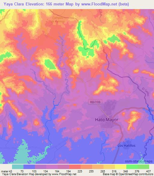 Yaya Clara,Dominican Republic Elevation Map