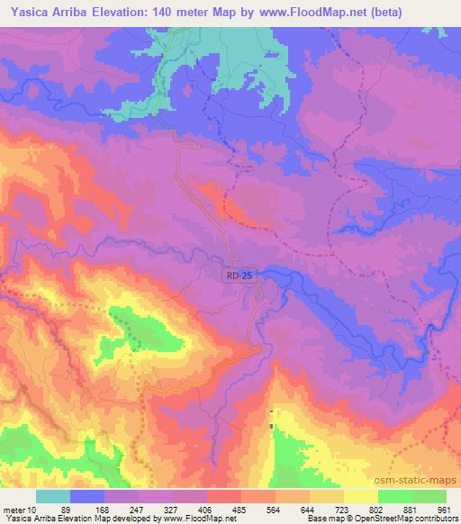 Yasica Arriba,Dominican Republic Elevation Map