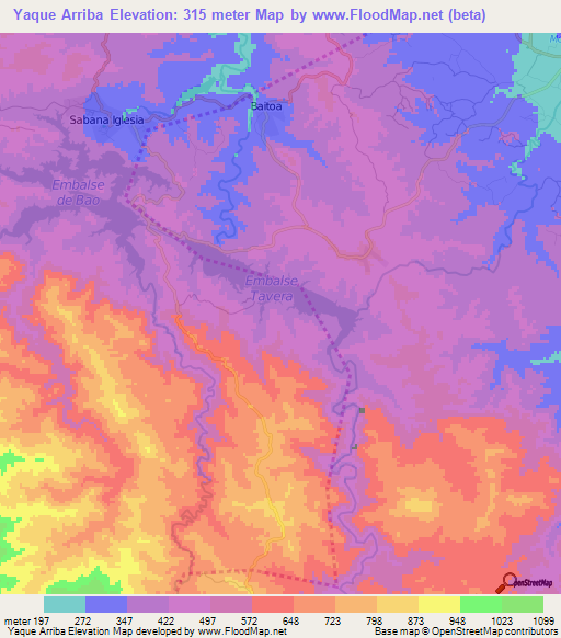 Yaque Arriba,Dominican Republic Elevation Map