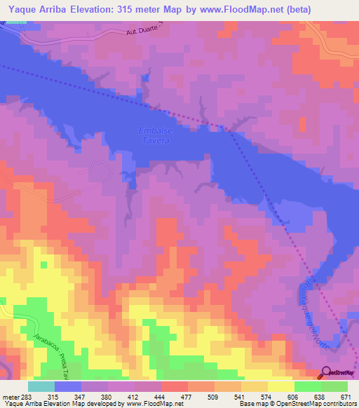 Yaque Arriba,Dominican Republic Elevation Map