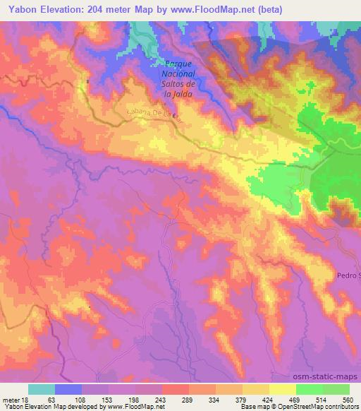 Yabon,Dominican Republic Elevation Map