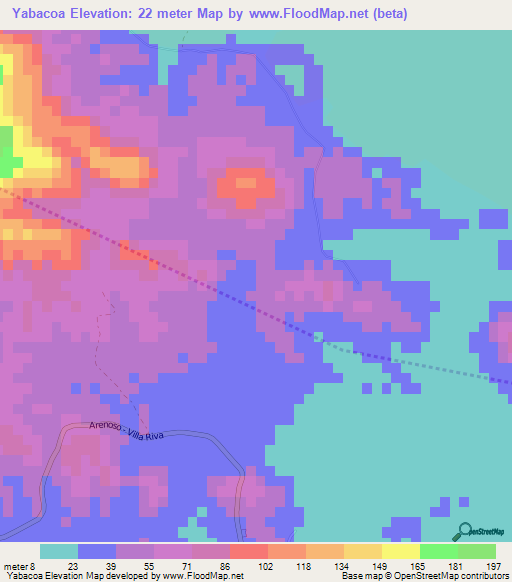 Yabacoa,Dominican Republic Elevation Map