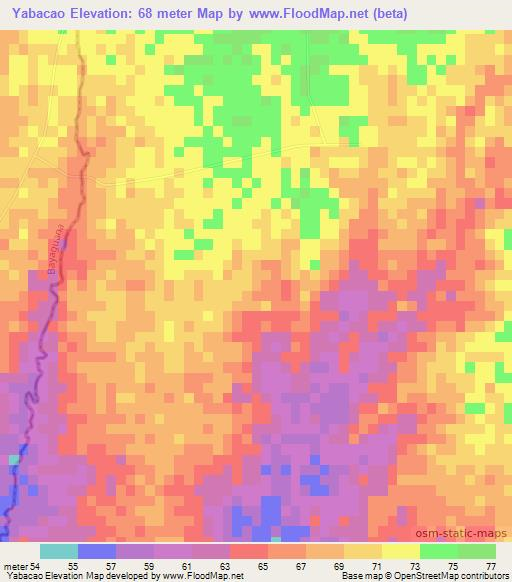 Yabacao,Dominican Republic Elevation Map