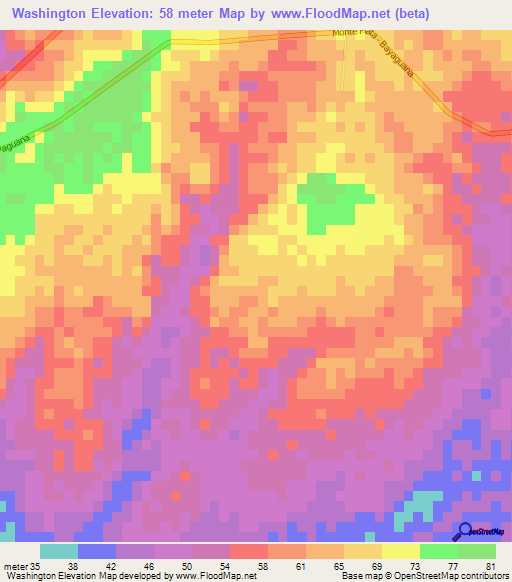 Washington,Dominican Republic Elevation Map