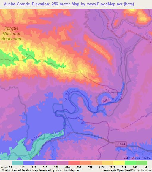 Vuelta Grande,Dominican Republic Elevation Map