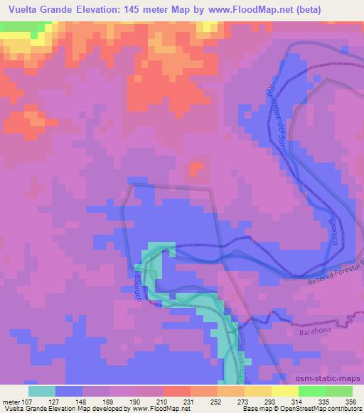 Vuelta Grande,Dominican Republic Elevation Map