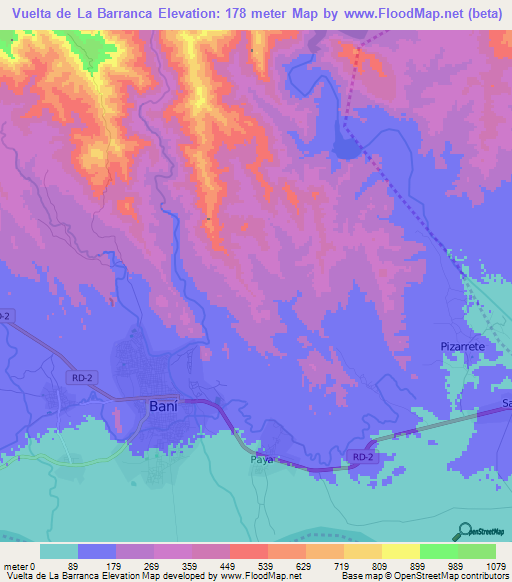 Vuelta de La Barranca,Dominican Republic Elevation Map