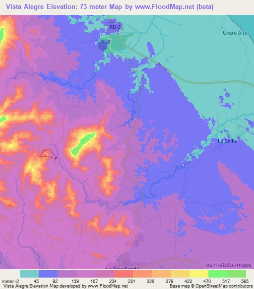 Vista Alegre,Dominican Republic Elevation Map