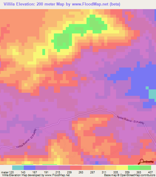 Villila,Dominican Republic Elevation Map