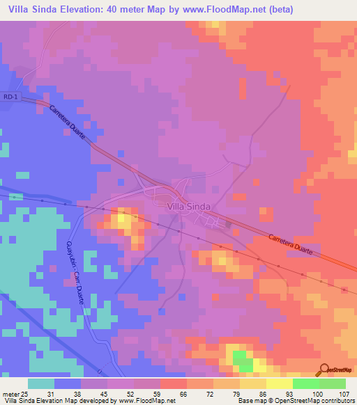 Villa Sinda,Dominican Republic Elevation Map