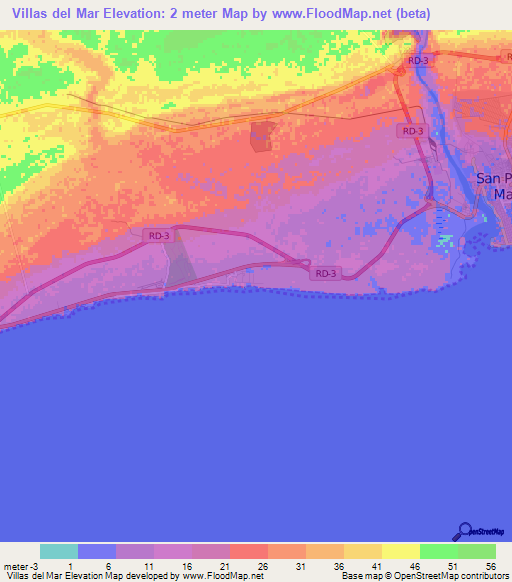 Villas del Mar,Dominican Republic Elevation Map