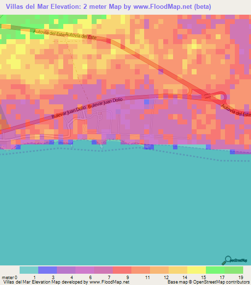 Villas del Mar,Dominican Republic Elevation Map