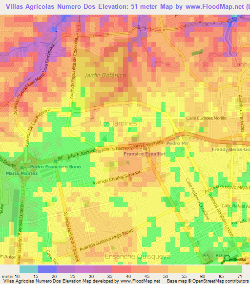 Villas Agricolas Numero Dos,Dominican Republic Elevation Map