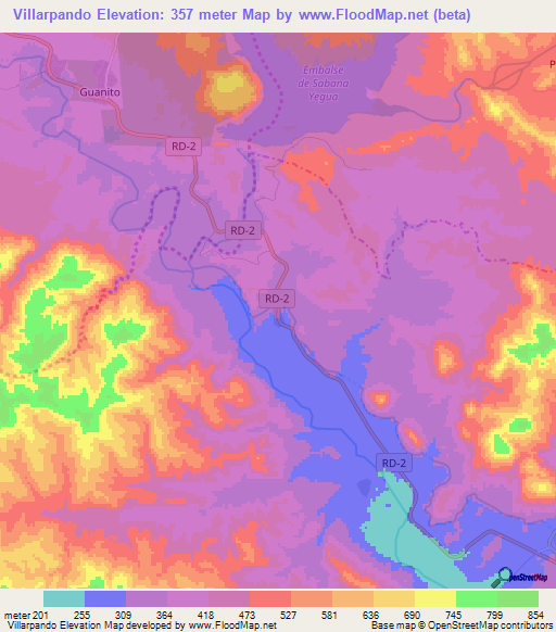 Villarpando,Dominican Republic Elevation Map