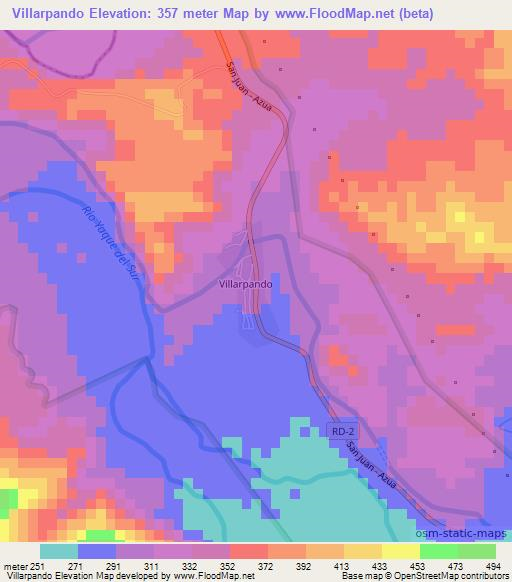 Villarpando,Dominican Republic Elevation Map