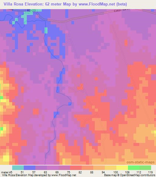 Villa Rosa,Dominican Republic Elevation Map