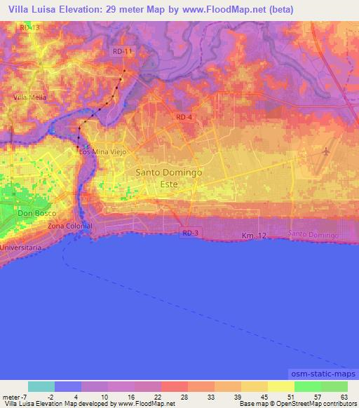 Villa Luisa,Dominican Republic Elevation Map