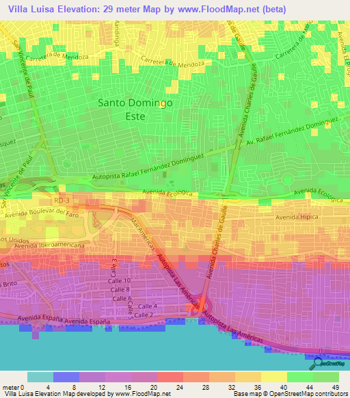 Villa Luisa,Dominican Republic Elevation Map