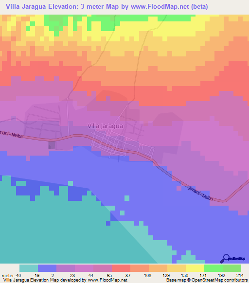 Villa Jaragua,Dominican Republic Elevation Map