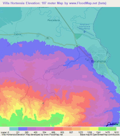 Villa Hortensia,Dominican Republic Elevation Map