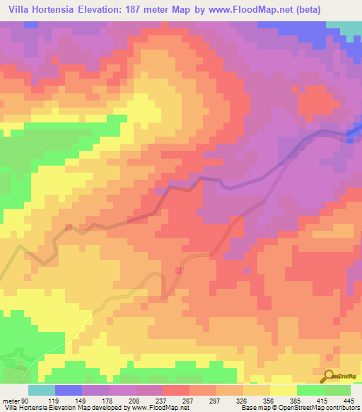 Villa Hortensia,Dominican Republic Elevation Map