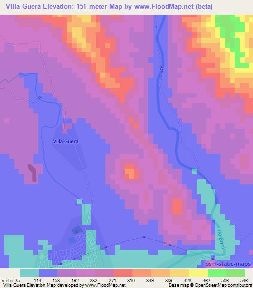 Villa Guera,Dominican Republic Elevation Map