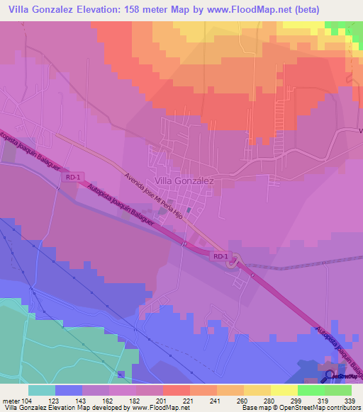 Villa Gonzalez,Dominican Republic Elevation Map