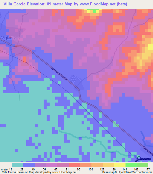 Villa Garcia,Dominican Republic Elevation Map