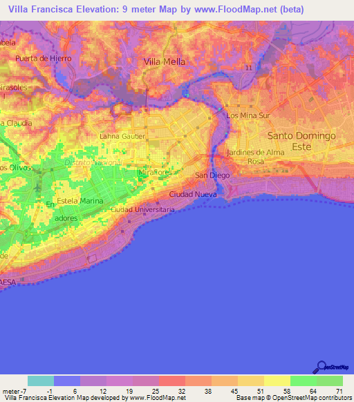 Villa Francisca,Dominican Republic Elevation Map